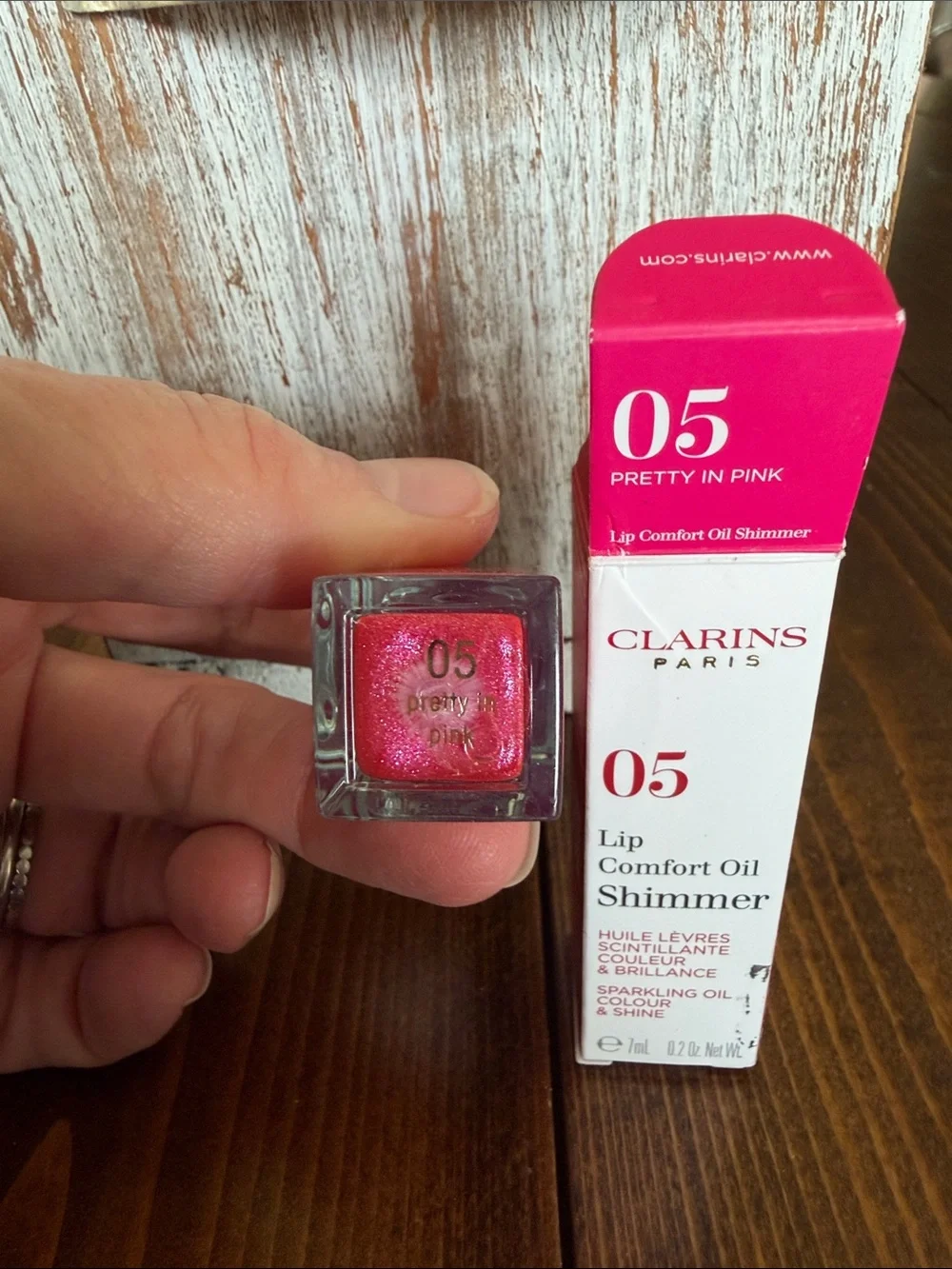 Clarins 05 Lip Comfort Oil Shimmer Pretty in pink DISCONTINUED LINE & COLOR